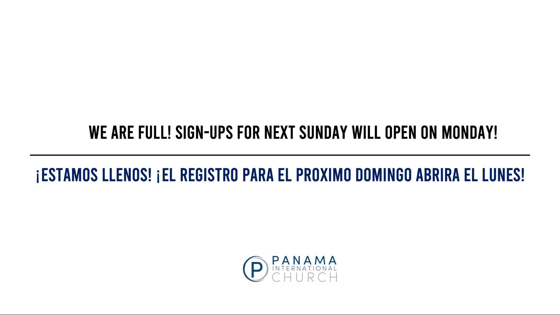 A sign up for the panama church
